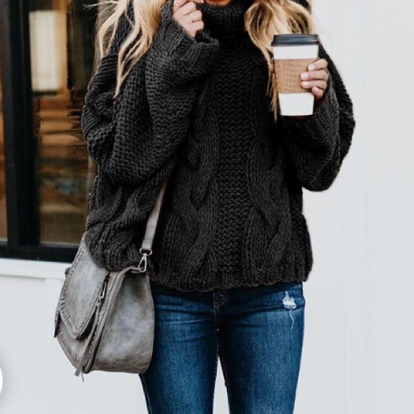 Fall Favorites: Trendy Black Cozy Handmade Sweater - Picture 2 of 7